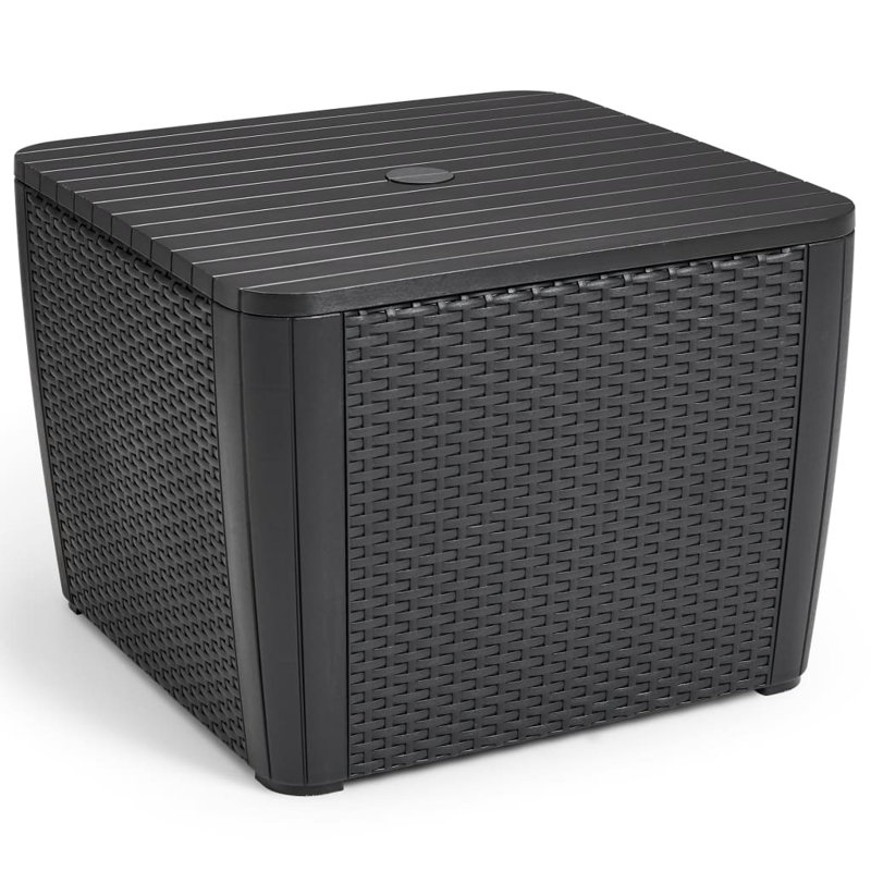 Dakota Fields Keter Garden Side Table Luzon Plus with Parasol Hole Graphite Wayfair.co.uk